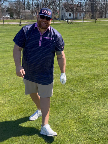 CLASSY POLO - TRASH NAVY/PINK – Trailer Park Golf Club