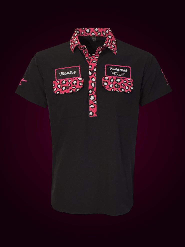 MEMBER POLO - LEOPARD BLACK/HOT PINK