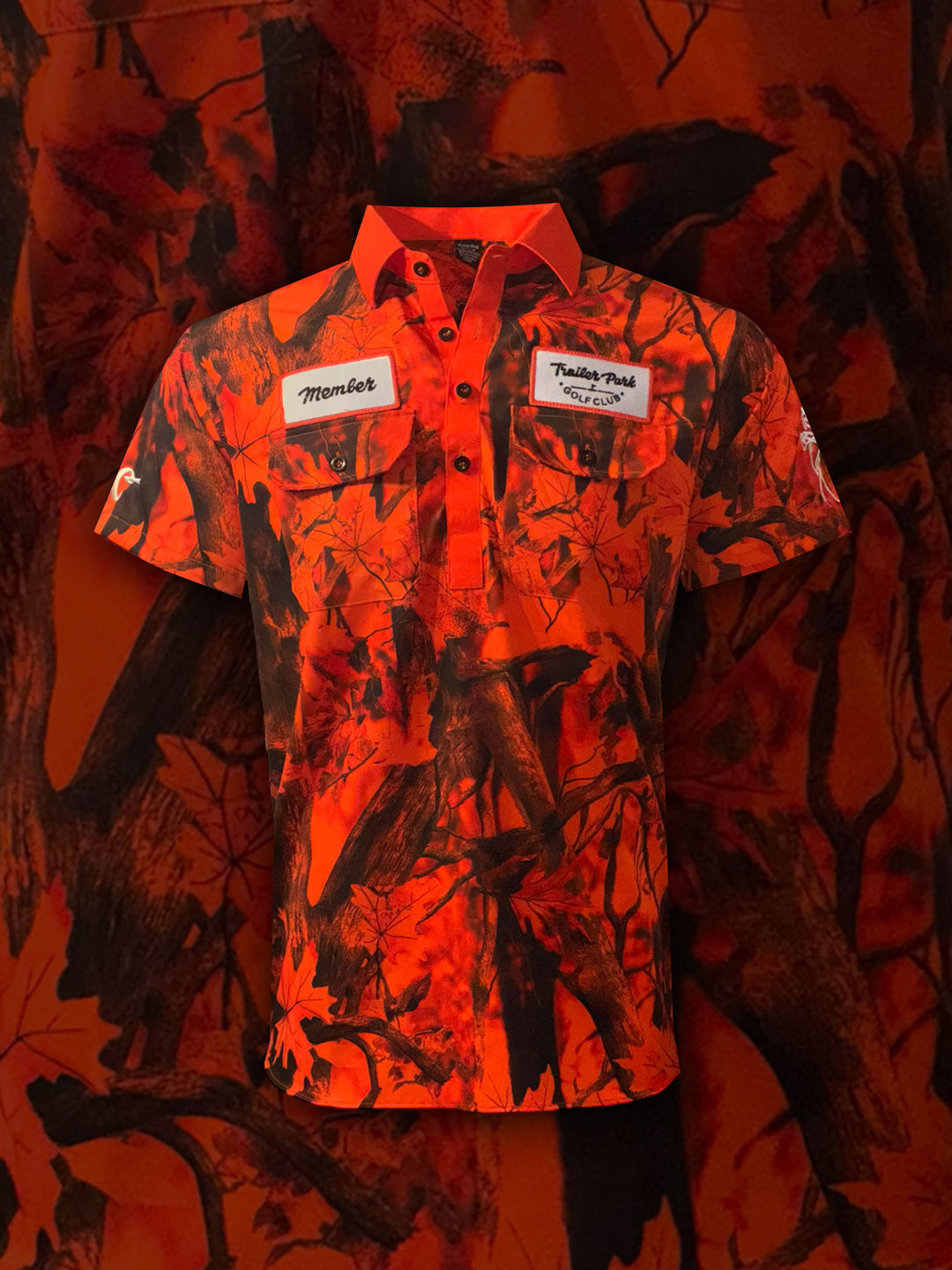 BIG & TALL - MEMBER POLO - BLAZE CAMO – Trailer Park Golf Club