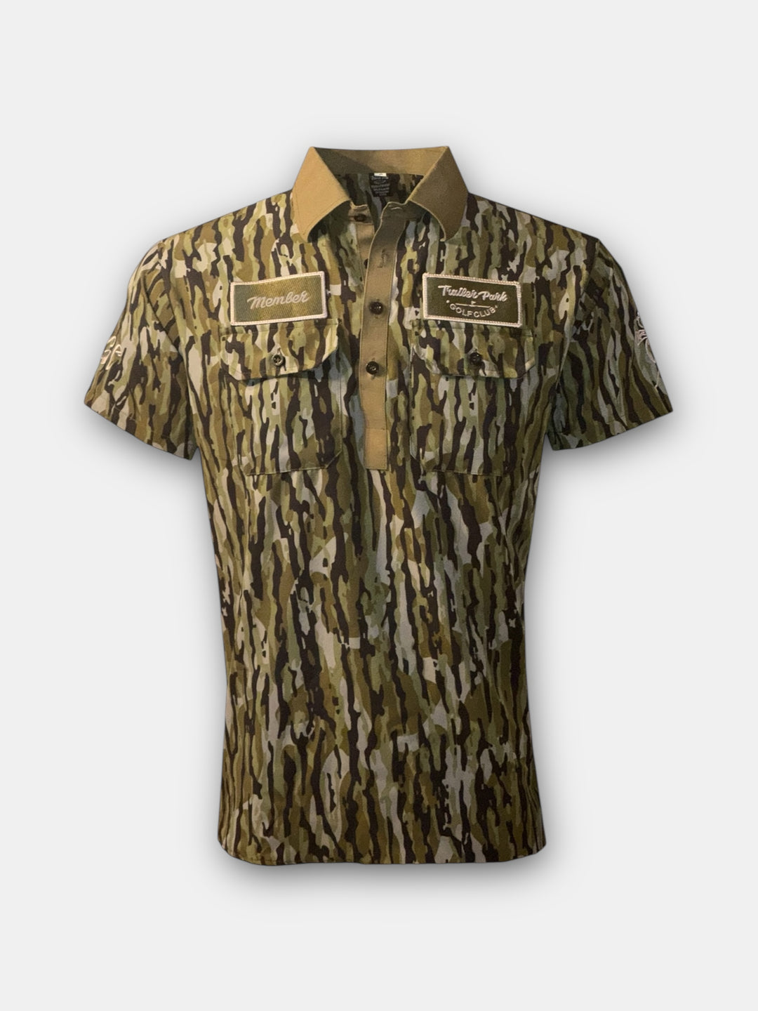 MEMBER POLO - TREEBARK CAMO – Trailer Park Golf Club