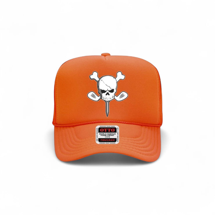 FOAM TRUCKER - SKULL & BONES - HUNTER ORANGE