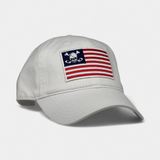 SKULL FLAG TRUCKER — Dad Hat — White