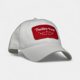 RED PATCH TRUCKER — Dad Hat — White