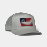TRAILER FLAG TRUCKER — 5 Panel Snapback — Silver