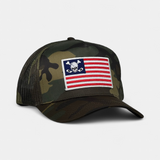SKULL FLAG TRUCKER — 5 Panel Snapback — Camouflage