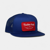 RED PATCH TRUCKER — 6 Panel Flatbill — Royal Blue