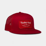 RED PATCH TRUCKER — 6 Panel Flatbill — Red