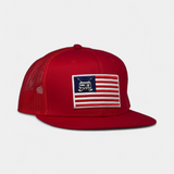TRAILER FLAG TRUCKER — 6 Panel Flatbill — Red