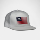 SKULL FLAG TRUCKER — Big Ass Snapback — White