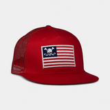SKULL FLAG TRUCKER — Big Ass Snapback — Red