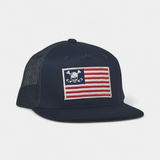 SKULL FLAG TRUCKER — Big Ass Snapback — Navy