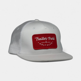 RED PATCH TRUCKER — Big Ass Snapback — White
