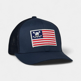SKULL FLAG TRUCKER — Flexfit — Navy