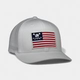 SKULL FLAG TRUCKER — Flexfit — Silver