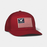 SKULL FLAG TRUCKER — Flexfit — Red