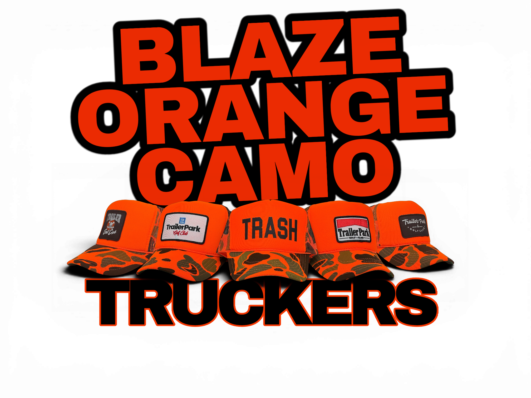 Blaze Orange Camo Truckers